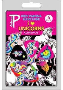 Perris 6-Pack "Kids Wanna Have Fun, I Love Unicorns Collection" Licensed Guitar Picks Pack.